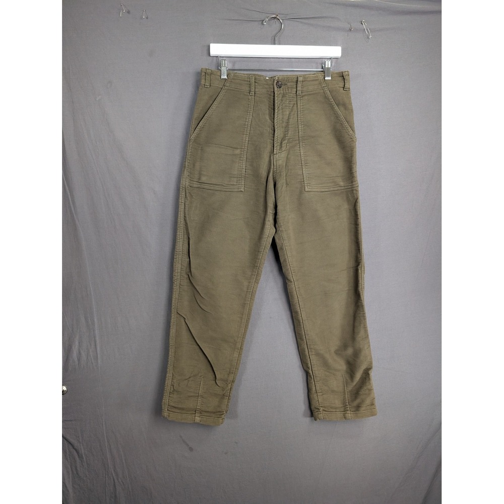 Universal Works Mens Fatigue Pants Olive Green Corduroy Size 30 Made in Portugal